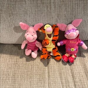 Disney Piglet and Tigger Plush Trio - Pink and Orange